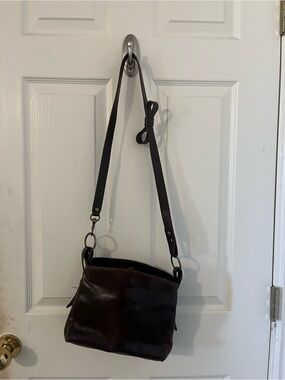Classic Dark Brown Leather Crossbody Bag - Adjustable Strap